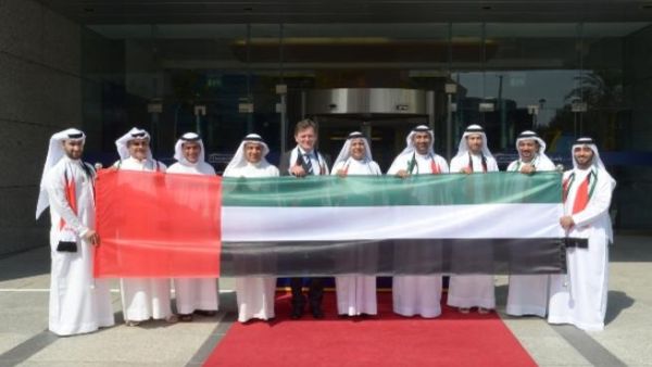 Emirates NBD Board Members & Senior Executives raise UAE National flag