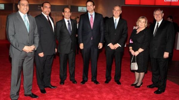 Salem Obaidalla, Emirates’ SVP Commercial Operations Europe & Russian Federation; H.E. Khalid Nasser Rashid Lootah, UAE Ambassador to Ireland; H.E. Abdulrahman Ghanem Almutaiwee, UAE Ambassador to the UK; Leo Varadkar, Minister for Transport, Tourism and Sport, Ireland; Thierry Antinori, Emirates’ EVP Passenger Sales Worldwide; Margaret Shannon, Emirates’ Country Manager, Ireland; and Richard Vaughan, Emirates’ DSVP Commercial Operations Worldwide Salem Obaidalla, Emirates’ SVP Commercial Operations Europe & Russian Federation; H.E. Khalid Nasser Rashid Lootah, UAE Ambassador to Ireland; H.E. Abdulrahman Ghanem Almutaiwee, UAE Ambassador to the UK; Leo Varadkar, Minister for Transport, Tourism and Sport, Ireland; Thierry Antinori, Emirates’ EVP Passenger Sales Worldwide; Margaret Shannon, Emirates’ Country Manager, Ireland; and Richard Vaughan, Emirates’ DSVP Commercial Operations Worldwide