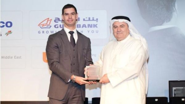  Mr. Surour Alsamerai, General Manager, Human Resources at Gulf Bank receiving the ‘HR Professional of the Year’ award from Mr. Nicholas Watson, Global Marketing Director at Naseba during the awards ceremony held in Dubai
