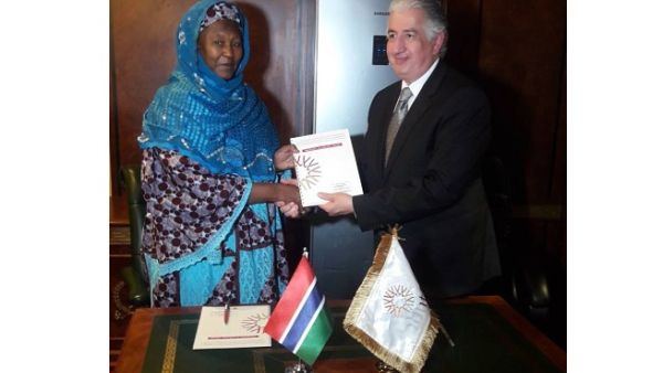 Eng. Hani Salem Sonbol and Mrs. Fatoumata Jallow-Tambajang at the signing ceremony. Eng. Hani Salem Sonbol and Mrs. Fatoumata Jallow-Tambajang at the signing ceremony.