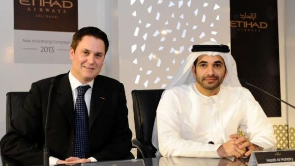 Peter Baumgartner, Chief Commercial Officer and Hareb Al Muhairy, Vice President Commercial UAE at the launch of the new Etihad Airways global media campaign