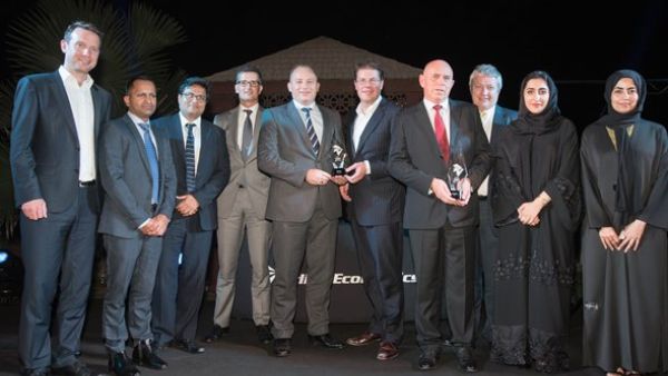 Ricky Thirion, Etihad Aviation Group Treasurer (pictured fifth left), with members of his treasury team after winning honours at the 2016 Middle East, African & Islamic Finance Aviation 100 Awards held in Dubai.

 