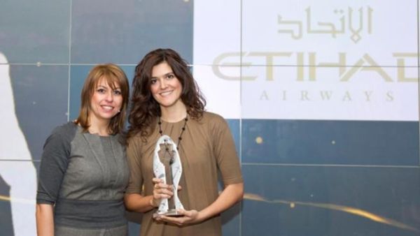 Katerina Polatou, Head of Airline Marketing at Athens International Airport and Ms Noni Papastefanou, Etihad Airways Greece Senior Sales Executive