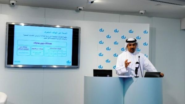 Farid Faraidooni, CCO, du speaking at the launch