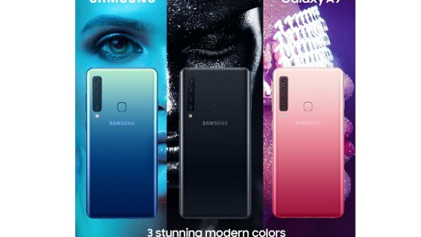 GALAXY A9, the first smartphone with 4 rear cameras and 1 front camera.