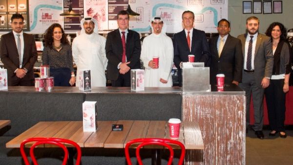 Management of Gulf Bank, Costa Coffee and MasterCard with their teams during the signing ceremony