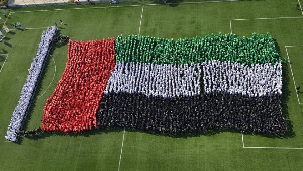 The students, from GEMS Cambridge International School - Abu Dhabi, and GEMS United Indian School, were all dressed in the National flag colors, creating an image of the country’s flag waving.