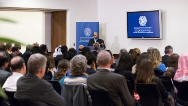 Dr. Seetharaman, Group CEO of Doha Bank at the lecture