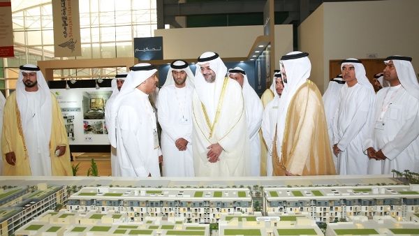 H.H. Sheikh Sultan bin Mohammed bin Sultan Al Qasimi, Crown Prince and Deputy Ruler of Sharjah, at Dubai Investments Real Estate stand at ACRES 2016 exhibition