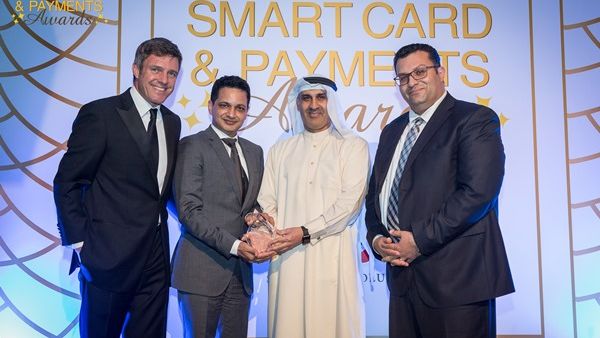 Khalid Hadi receiving the Best Contactless Solution Award