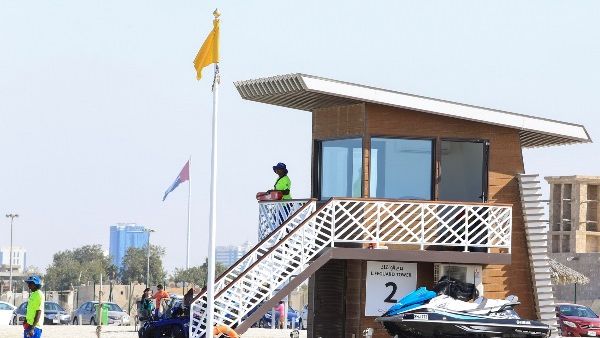 Lifeguards and watchtowers at Al Khan Beach