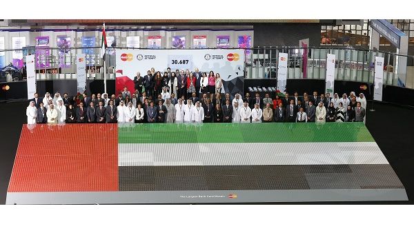 Largest Flag mosaic made entirely by bank cards