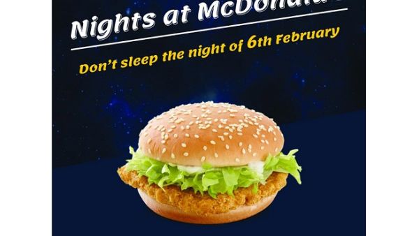 McDonalds will give out 1,000 free McChicken per store as a way of saying 'thank you' to the customers for always spending their nights at McDonald’s. 