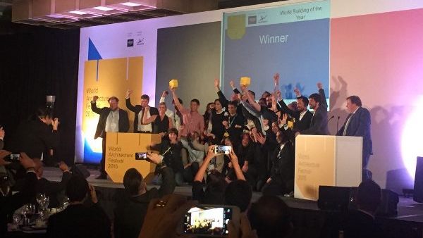 The World Architecture Festival 2015 winners hold up their awards