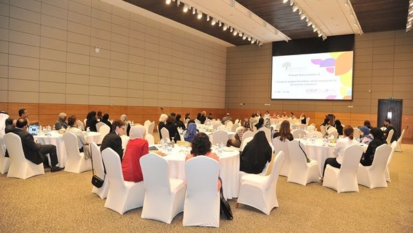 A panel discussion at the ‘Women In Science’ workshop, hosted by Qatar National Research Fund and CRDF-G. A panel discussion at the ‘Women In Science’ workshop, hosted by Qatar National Research Fund and CRDF-G.