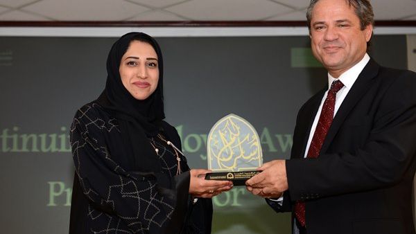 Receiving the award