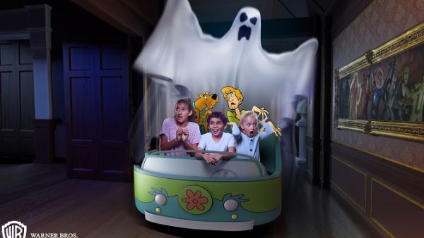 On the outskirts of town, a classic haunted dark ride gets a trackless twist in Scooby-Doo The Museum of Mysteries.