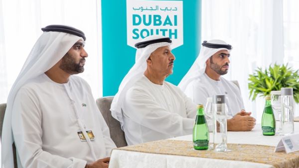 Tahnoon Saif, Vice President for Aviation, Dubai South; Khalifa Al Zaffin, Executive Chairman, Dubai Aviation City Corporation; and Mohammad Al Falasi, Director of Business Development, Aviation District, Dubai South, at the announcement of their 2018 plans at Dubai Airshow. Tahnoon Saif, Vice President for Aviation, Dubai South; Khalifa Al Zaffin, Executive Chairman, Dubai Aviation City Corporation; and Mohammad Al Falasi, Director of Business Development, Aviation District, Dubai South, at the announcement of their 2018 plans at Dubai Airshow.
