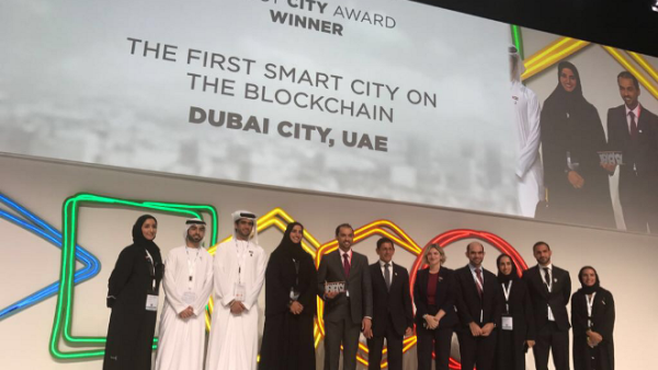 Smart Dubai took home the prestigious award for its Dubai Blockchain Strategy, a project which seeks to make Dubai the first in the world to conduct 100% of its transactions via an online encrypted database.