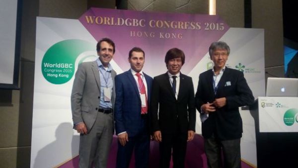 Engineer Meshal Al Shamari, Director of Qatar Green Building Council, with dignitaries at the World Green Building Congress that took place in Hong Kong Engineer Meshal Al Shamari, Director of Qatar Green Building Council, with dignitaries at the World Green Building Congress that took place in Hong Kong