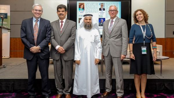Dr Jonathan Grant, Co-Founder, ISRIA; Dr Abdul Sattar Al-Taie, Executive Director, QNRF; Dr Ibrahim Janahi, Executive Director of Medical Research, HMC; Eric Stenehjem, Executive Director IP & Technology Transfer, QF R&D; Dr Paula Adam, Co-Founder, ISRIA. Dr Jonathan Grant, Co-Founder, ISRIA; Dr Abdul Sattar Al-Taie, Executive Director, QNRF; Dr Ibrahim Janahi, Executive Director of Medical Research, HMC; Eric Stenehjem, Executive Director IP & Technology Transfer, QF R&D; Dr Paula Adam, Co-Founder, ISRIA.