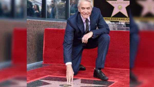 Actor Michael Douglas unveils his star on the Hollywood Walk of Fame in Los Angeles. 