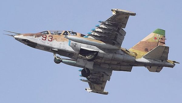 A Sukhoi Su-25 fighter jet operated by Russia's air force, similar to those flying sorties over Syria. (Wikimedia/Aleksander Markin) A Sukhoi Su-25 fighter jet operated by Russia's air force, similar to those flying sorties over Syria. (Wikimedia/Aleksander Markin)