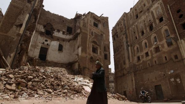 A Yemeni man walks through Sanaa's UNESCO-listed historic district.  (AFP/Mohammed Huwais)