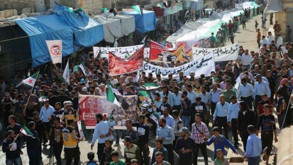 خرجت المظاهرات من نحو 50 نقطة في الشمال السوري 
