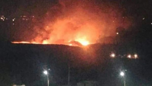صورة بثها ناشطون على مواقع التواصل الاجتماعي قالوا إنها لانفجارات مطار المزة