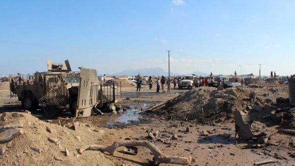 The aftermath of the suicide car bombing in Aden. (AFP/Saleh Al-Obeidi)