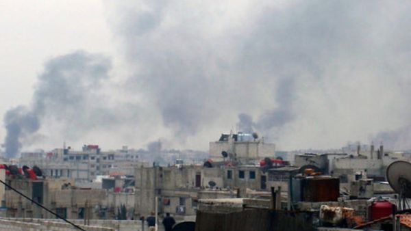 The Damascus suburb of Moadamiyet al-Sham, where the SNC has reported high rates of starvation under regime siege, has previously been used by rebel forces to launch attacks on the pro-Assad forces in the capital (Reuters)