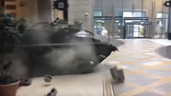 The tank was also seen driving along Shaikh Mohammad bin Rashid Boulevard. (Youtube)