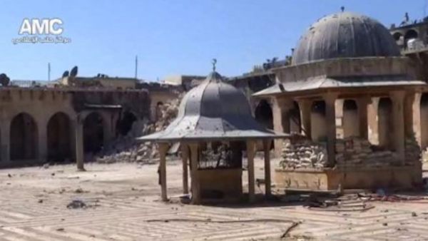 The remains of the Umayyad mosque. a World Heritage site destroyed by Assad's missiles.