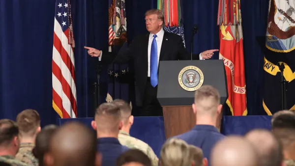 President Trump announces Afghanistan strategy in Fort Myer in Arlington, Virginia