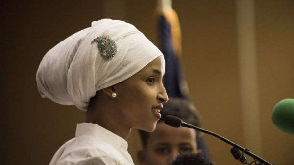 Ilhan Omar, a candidate for State Representative for District 60B in Minnesota, gives an acceptance speech on election night, November 8, 2016 in Minneapolis, Minnesota. (AFP/Stephen Maturen)