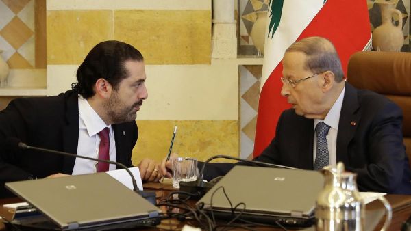 Lebanese President Michel Aoun, right, and Prime Minister-designate Saad Hariri at the presidential palace.( AFP/File)