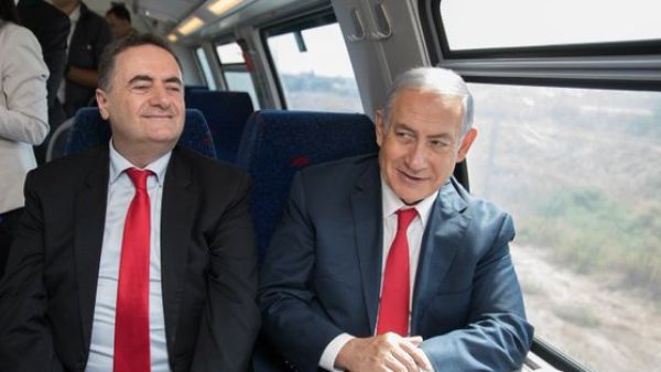 Israeli Transportation Minister Yisrael Katz and PM Netanyahu (Twitter)