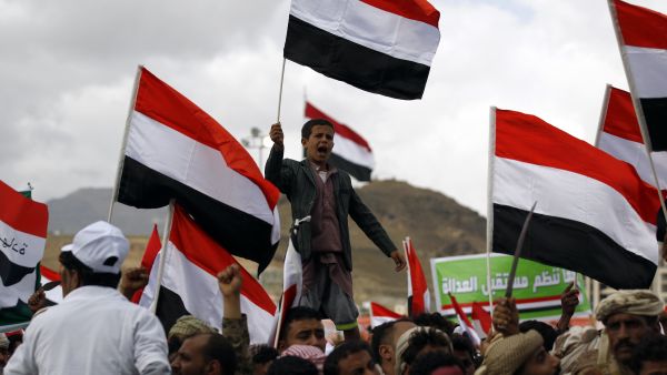 Supporters of the Houthi rebels at a rally in Sanaa, March 26 2017. (AFP/Mohammed Huwais)