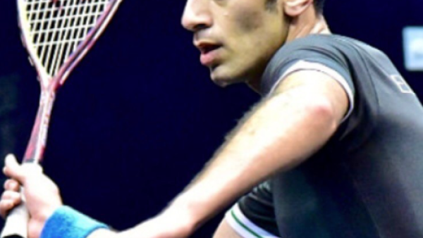 Elshorbagy at the quarter final of the 2017 Windy City Open squash tournament. (Twitter)