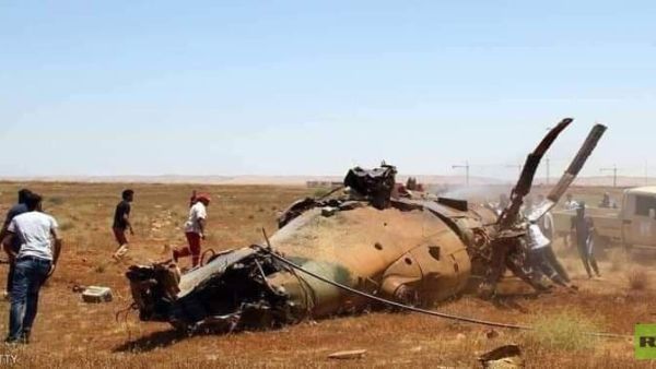 تحطم مروحيتين لقوات حفتر اثر اصطدامها خلال عملية عسكرية