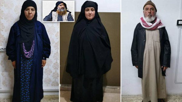 صورة مجمعة لشقيقة البغدادي وزوجها وزوج ابنها