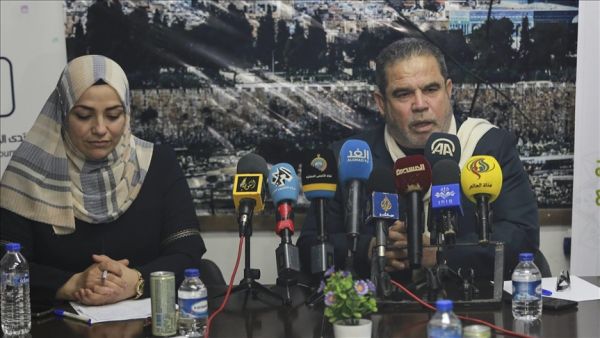 صلاح البردويل، عضو المكتب السياسي لحماس خلال لقاء صحفي نظّمه مُنتدى الإعلاميين الفلسطينيين في غزة.