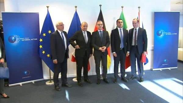 وزراء خارجية بريطانيا وإيطاليا وألمانيا وفرنسا مع مسؤول السياسة الخارجية بالاتحاد الأوروبي