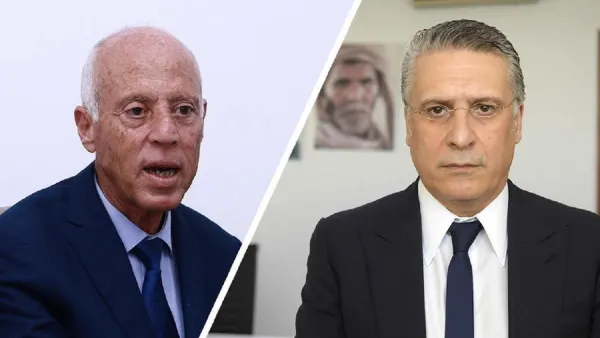 نبيل القروي (يمين) وقيس سعيد