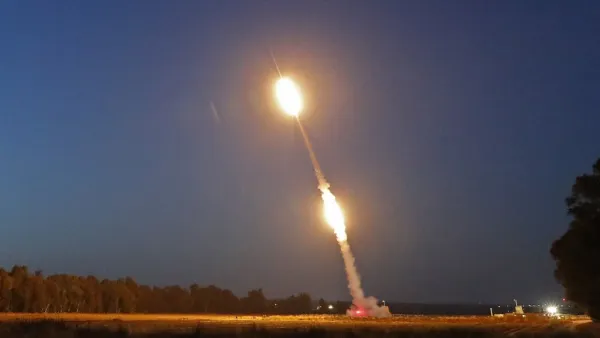 Missiles are fired from Israel's Iron Dome air defence system, designed to intercept and destroy incoming short-range rockets and artillery shells (AFP)