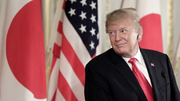 US President Donald Trump smiles during a joint press conference with Japan's Prime Minister Shinzo Abe (not pictured) at Akasaka Palace in Tokyo on May 27, 2019.  Kiyoshi Ota / POOL / AFP
