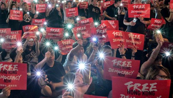 Protesters gather as they rally against a controversial extradition bill in Hong Kong (AFP)