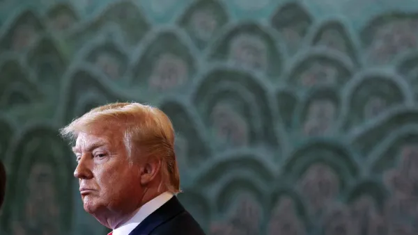 President Donald Trump listens as South Korean President Moon Jae-in speaks at the presidential Blue House in Seoul on June 30, 2019, before heading to the Demilitarized zone (DMZ) dividing the two Koreas.  Jacquelyn Martin / POOL / AFP