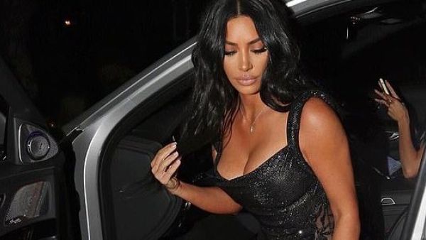 Kim Kardashian West out wearing Versace last night  (Twitter)